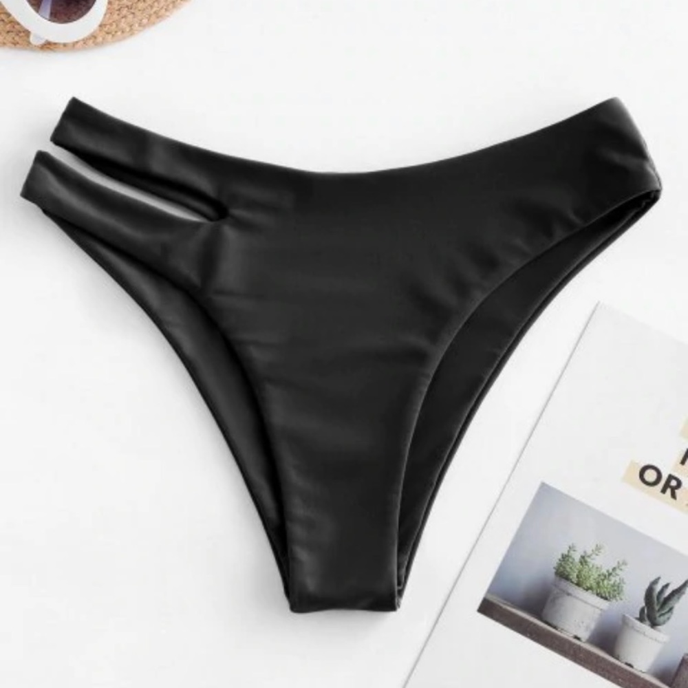 Black cutout swim bikini bottom